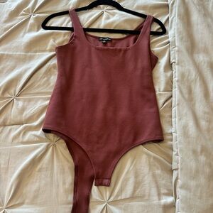 Square Neck Bodysuit in Dusty Rose